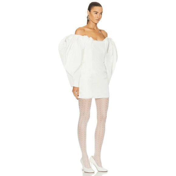 NWT Jacquemus La Robe Taffeta Off Shoulder Puff Sleeve Mini Dress Cream FR42/US1 - Picture 3 of 10